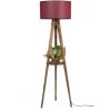 COTECOSY Lampadaire Trépied Lunctura 165cm Bois Naturel Et Tissu Bordeaux - Bordeaux