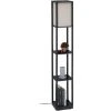 Relaxdays Lampadaire Noir Avec étagères, HLP : 159x26x26 cm, E27, Design Moderne, 3 Surfaces De Rangement, Noir/beige -Lampadaire Soldes 2022 59197281 1