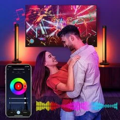 TANCYCO Lot De 2 Lampadaires D'angle RVB Pour Salon APP Smart Music Sync Couleur Changeante LED Lumières Chambre Décoration Colorée Lampe Éclairage D'ambiance Douce Dimmable Avec Télécommande -Lampadaire Soldes 2022 59867786 3