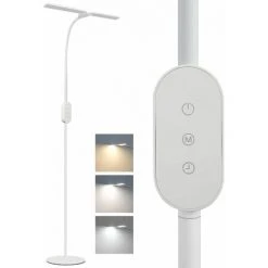 ZMH Lampadaire LED Dimmable Salon Liseuse - Lampadaire Moderne 9W Lampe De Bureau à Commande Tactile Avec Minuterie Et Fonction Mémoire Lampadaire à Col De Cygne Réglable Décoration De Chambre Hauteur: 158CM