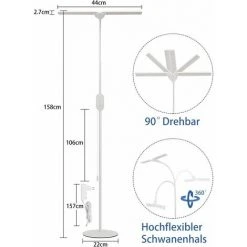 ZMH Lampadaire LED Dimmable Salon Liseuse - Lampadaire Moderne 9W Lampe De Bureau à Commande Tactile Avec Minuterie Et Fonction Mémoire Lampadaire à Col De Cygne Réglable Décoration De Chambre Hauteur: 158CM -Lampadaire Soldes 2022 60088913 3