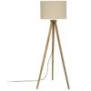 Atmosphera - Lampadaire Trépied En Bois De Manguier Et Abat-jour Beige Lin H 150 Cm - Beige