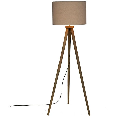 Atmosphera - Lampadaire Trépied En Bois De Manguier Et Abat-jour Beige Lin H 150 Cm - Beige 4 Atmosphera - Lampadaire Trépied En Bois De Manguier Et Abat-jour Beige Lin H 150 Cm - Beige – Image 2