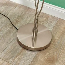 LINDBY Lampadaire Tissu 'Sharon' En Textile Pour Salon & Salle à Manger - Crème, Nickel Satiné -Lampadaire Soldes 2022 6038420 4