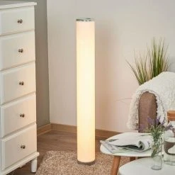 LINDBY LED Lampadaire 'Ecris' Pour Salon & Salle à Manger - Blanc, Chromé