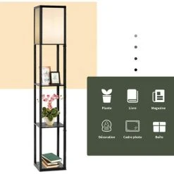 RELAX4LIFE Lampadaire Sur Pied 1,6M Avec 3 Etagères De Rangement Et Abat-jour En Tissu, Style Moderne Pour Chambre, Salon, Bureau, E27 60W Max(Non-Inclus) (Style 1) -Lampadaire Soldes 2022 60464705 3