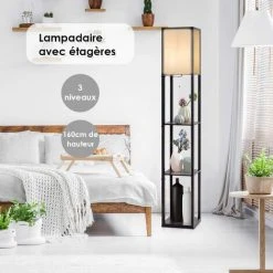 RELAX4LIFE Lampadaire Sur Pied 1,6M Avec 3 Etagères De Rangement Et Abat-jour En Tissu, Style Moderne Pour Chambre, Salon, Bureau, E27 60W Max(Non-Inclus) (Style 1) -Lampadaire Soldes 2022 60464705 4