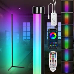 VINGO Lampadaire LED 7W LED Coloré Dimmable RGB Lampadaire Coin Lumière Colonne Lumineuse Colorée - Le Noir