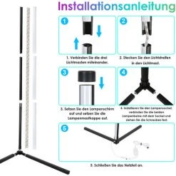 VINGO Lampadaire LED 7W LED Coloré Dimmable RGB Lampadaire Coin Lumière Colonne Lumineuse Colorée - Le Noir -Lampadaire Soldes 2022 60711247 4