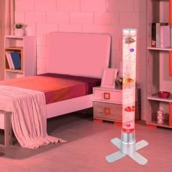 ETC-SHOP Colonne D'eau à Changement De Couleur Colonne à Bulles Salon, Halls De Décoration, LED RVB Avec 3 Poissons Et 2 Boules Lxlxh 24,6x24,6x61,1cm -Lampadaire Soldes 2022 61357517 3