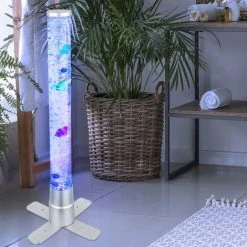 ETC-SHOP Colonne D'eau à Changement De Couleur Colonne à Bulles Salon, Halls De Décoration, LED RVB Avec 3 Poissons Et 2 Boules Lxlxh 24,6x24,6x61,1cm -Lampadaire Soldes 2022 61357517 4