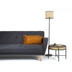 OZAIA Lampadaire Cannage Style Ethnique NEIROBI - Fer Et Rotin - H.145 Cm - Noir Et Naturel - Noir, Naturel Clair -Lampadaire Soldes 2022 61519198 3