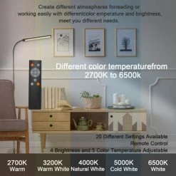 TolleTour 9W Lampadaire Lampadaire LED Cou Flexible Uplighter Salon Bureau Dimmable - Le Noir -Lampadaire Soldes 2022 63764348 3