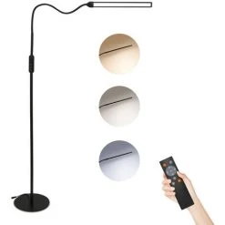 VINGO 9W Lampadaire Lampadaire LED Cou Flexible Uplighter Salon Bureau Dimmable - Le Noir