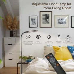VINGO 9W Lampadaire Lampadaire LED Cou Flexible Uplighter Salon Bureau Dimmable - Le Noir -Lampadaire Soldes 2022 63764972 5