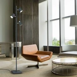 ETC-SHOP Lampadaire, Lampadaire LED 3 Lumières, Dimmable Lampadaire, Salon, Dimmable, Tactile, Spots Orientables, 3x LED 4,7W 470Lm Blanc Chaud, LxPxH 19x28x154 Cm -Lampadaire Soldes 2022 63842693 3