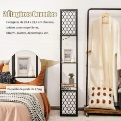 RELAX4LIFE Lampadaire Sur Pied Salon 26x26x156CM Avec 2 Interrupteurs, Lampe Avec 2 Étagères Ouvertes 40W Pour Salon Chambre Hôtel(Modèle 3, Motif 1) -Lampadaire Soldes 2022 64129731 3