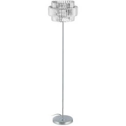 Relaxdays Lampadaire Avec Abat-jour Effet Cristal, Pied Arrondi, E27, Luminaire Moderne, 150x34 Cm, Transparent/argenté