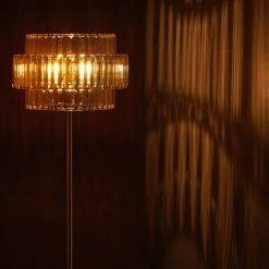 Relaxdays Lampadaire Avec Abat-jour Effet Cristal, Pied Arrondi, E27, Luminaire Moderne, 150x34 Cm, Transparent/argenté -Lampadaire Soldes 2022 64506844 3