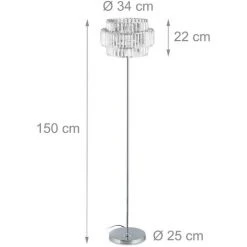 Relaxdays Lampadaire Avec Abat-jour Effet Cristal, Pied Arrondi, E27, Luminaire Moderne, 150x34 Cm, Transparent/argenté -Lampadaire Soldes 2022 64506844 4