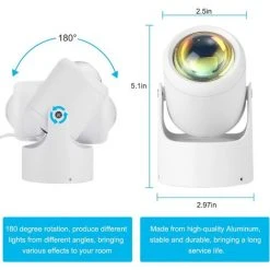 PERLE RARE Lumière Du Coucher Du Soleil, Projection De Lumière Du Coucher Du Soleil Rotative à 180 °, Enfant Adulte Coucher Du Soleil Lumière De Nuit, Lumière Arc-en-ciel Du Coucher Du Soleil De La Chambre, Photographie (arc-en-ciel) -Lampadaire Soldes 2022 66075116 4