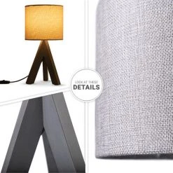 Paco Home Lampe À Poser Trépied Lampe De Chevet Lampadaire E27 Abat-Jour Tissu Uni  Lampe De Table - Noir,  Grau (Ø17 Cm) (de) -Lampadaire Soldes 2022 66818344 3