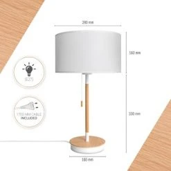 Paco Home Lampadaire Salon Abat-Jour Tissu Lampe À Poser Textile E27 Veilleuse  Blanc (Ø28cm),   Lampe De Table - Blanc -Lampadaire Soldes 2022 67463737 3