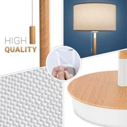 Paco Home Lampadaire Salon Abat-Jour Tissu Lampe À Poser Textile E27 Veilleuse  Blanc (Ø28cm),   Lampe De Table - Blanc -Lampadaire Soldes 2022 67463737 4