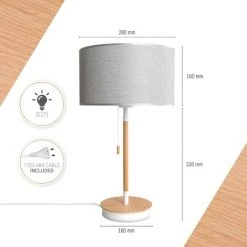 Paco Home Lampadaire Salon Abat-Jour Tissu Lampe À Poser Textile E27 Veilleuse  Gris (Ø28cm),   Lampe De Table - Blanc -Lampadaire Soldes 2022 67463738 3