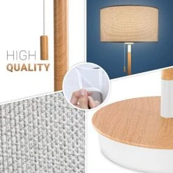 Paco Home Lampadaire Salon Abat-Jour Tissu Lampe À Poser Textile E27 Veilleuse  Gris (Ø28cm),   Lampe De Table - Blanc -Lampadaire Soldes 2022 67463738 4