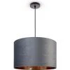 Paco Home Suspension Lampadaire Trépied Salon Abat-Jour Velours Monochrome E27   Lampe à Suspension - Noir,  Anthracite Cuivre (Ø45.5 Cm) -Lampadaire Soldes 2022 67468795 1