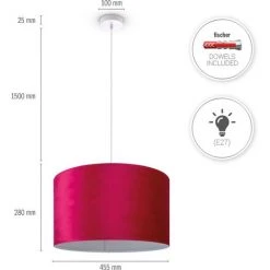 Paco Home Suspension Lampadaire Trépied Salon Abat-Jour Velours Monochrome E27   Lampe à Suspension - Noir,  Anthracite Cuivre (Ø45.5 Cm) -Lampadaire Soldes 2022 67468795 4