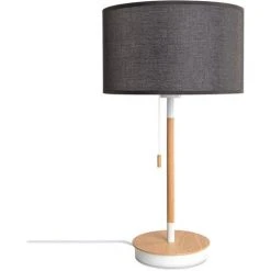 Paco Home Lampadaire Salon Abat-Jour Tissu Lampe À Poser Textile E27 Veilleuse Noir (Ø28cm), Lampe De Table - Blanc