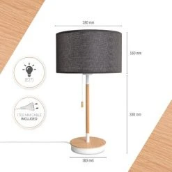 Paco Home Lampadaire Salon Abat-Jour Tissu Lampe À Poser Textile E27 Veilleuse  Noir (Ø28cm),   Lampe De Table - Blanc -Lampadaire Soldes 2022 67468797 3