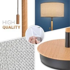 Paco Home Lampadaire Salon Abat-Jour Tissu Lampe À Poser Textile E27 Veilleuse  Gris (Ø28cm),  Lampe De Table - Noir -Lampadaire Soldes 2022 67468806 4