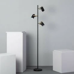 LEDKIA Lampadaire Cano 3 Spots Noir - Noir