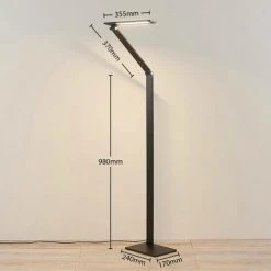 LAMPENWELT LED Lampadaire à Intensité Variable 'Salome' En Aluminium Pour Bureau - Noir -Lampadaire Soldes 2022 8754791 4