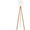 Atmosphera - Lampadaire Trépied En Bambou Et Abat-jour Blanc H 160 Cm - Blanc