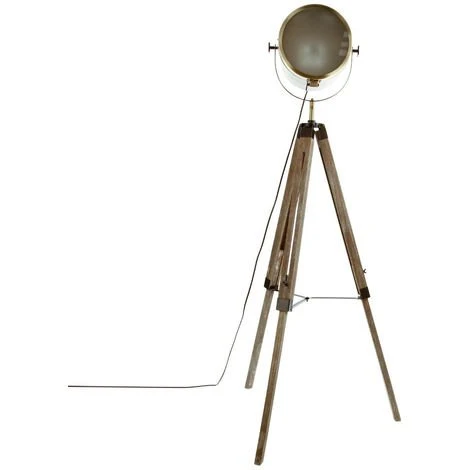Atmosphera - Lampadaire Projecteur En Métal Et Bois Aspect Vieilli H 150 Cm - Bronze 3 Atmosphera - Lampadaire Projecteur En Métal Et Bois Aspect Vieilli H 150 Cm - Bronze