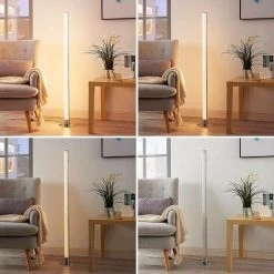 LINDBY LED Lampadaire à Intensité Variable 'Hadis' Pour Salon & Salle à Manger - Blanc, Chromé -Lampadaire Soldes 2022 9185594 4