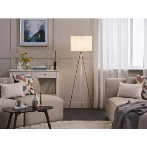 BELIANI Lampe Blanche Et Cuivrée à Trépied - Blanc 4 BELIANI Lampe Blanche Et Cuivrée à Trépied - Blanc – Image 2