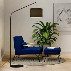 LINDBY Lampadaire 'Viskan' En Textile Pour Salon & Salle à Manger - Noir -Lampadaire Soldes 2022 9730759 2